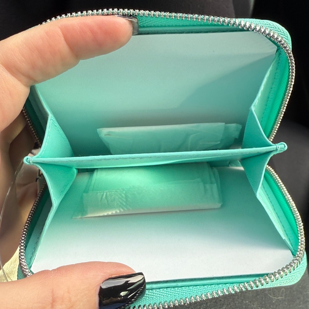 Tiffany & Co. Turquoise Leather Zip Wallet - Picture 3 of 3